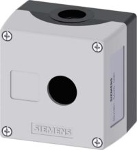 Siemens 3SU1801-0AA00-0AB1 Gehäuse 22mm rd Ku. grau 1Bef st. Vertiefung