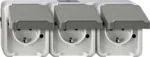 Merten SCHUKO-Dreifach-Steckdose lichtgrau MEG2391-8029