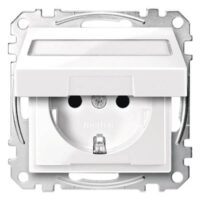Mert MEG 2312-0319 SCHUKO-Steckdose BRS Klappd.+Schriftf. StK polarweiß gl.S.M