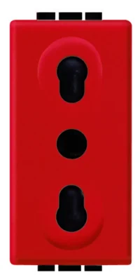 BTicino L4180R Steckdose ital. 19/26mm mit erhöht Berührungsschutz 1M Rot