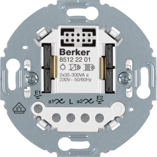 Berker Berker Universal-Schalteinsatz 2-fach 2-Draht Tragring rd. 85122201