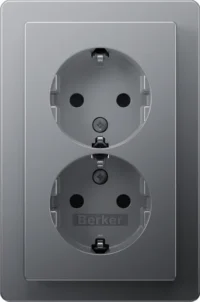 Berker Doppelsteckdose SCHUKO Q.1 aluminium samt 47596084