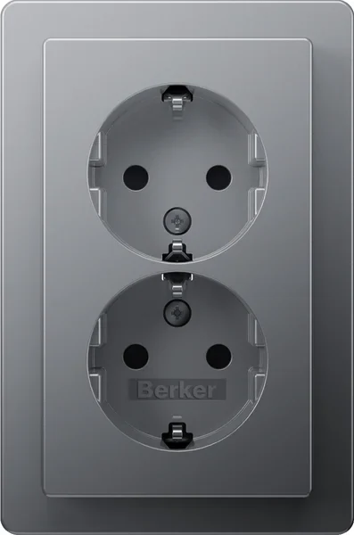 Berker Berker Doppelsteckdose SCHUKO Q.1 aluminium samt 47596084