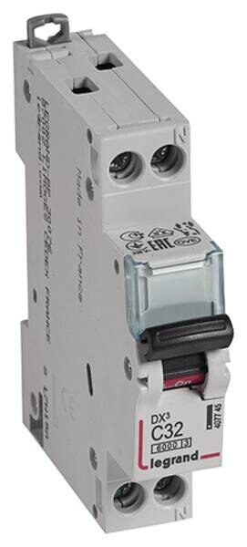 Legrand 407745 DX3 LS-Schalter C 32A 1-polig+N 6kA 230VAC 1TE