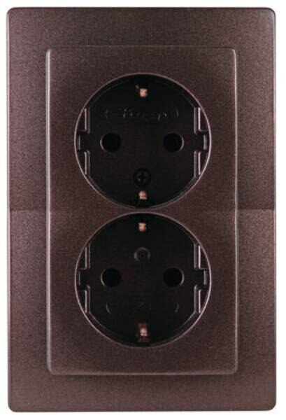 Kopp Kopp 941126061Schutzkontaktsteckdose 2-fach KS D60mm 16A Paris palis-braun