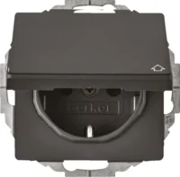 Berker SCHUKO-Steckdose anthrazit/sa mit Klappdeckel 47446086