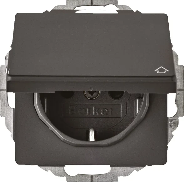 Berker Berker SCHUKO-Steckdose anthrazit/sa mit Klappdeckel 47446086