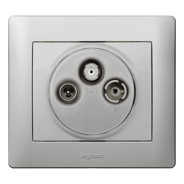 Legrand Legrand 771373 Abdeckung Antennen- Steckdose 3-Loch TV-R-SAT Galea soft Aluminium