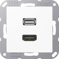 Jung Multimedia-Anschluss alpinweiß HDMI/USB mit Tragring MA A 1163 WW
