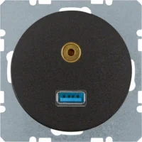 Berker USB/3,5mm Audio Steckdose schwarz/glänzend 3315392045