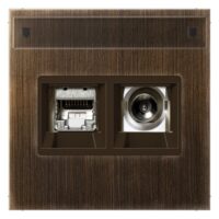 Jung MMDME4521AT Smart-TV-Anschlussdose 2-fach mit Schriftfeld Messing LS Messing anti