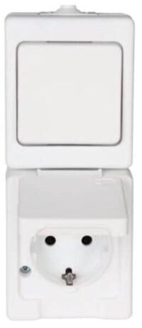 Kopp 130102009 Aus/Wechselschalter AP-FR Steckdosesenk.10AX 16A 250V IP44 arktis