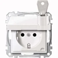 Merten SCHUKO-Steckdose pws/gl Klappdeckel MEG2315-0319