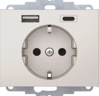 Berker Steckdose SCHUKO/USB Edelstahl matt, lackiert 48047004