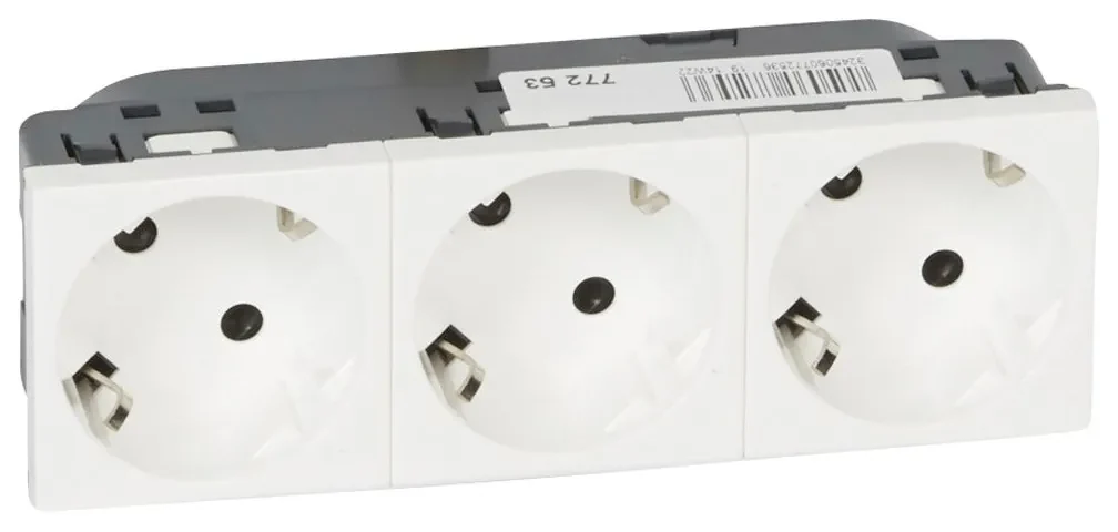 Legrand Legrand 278253L 3xSchuko Steckdose 45° erhöht Berührungsschutz Mosaic ultraweiß