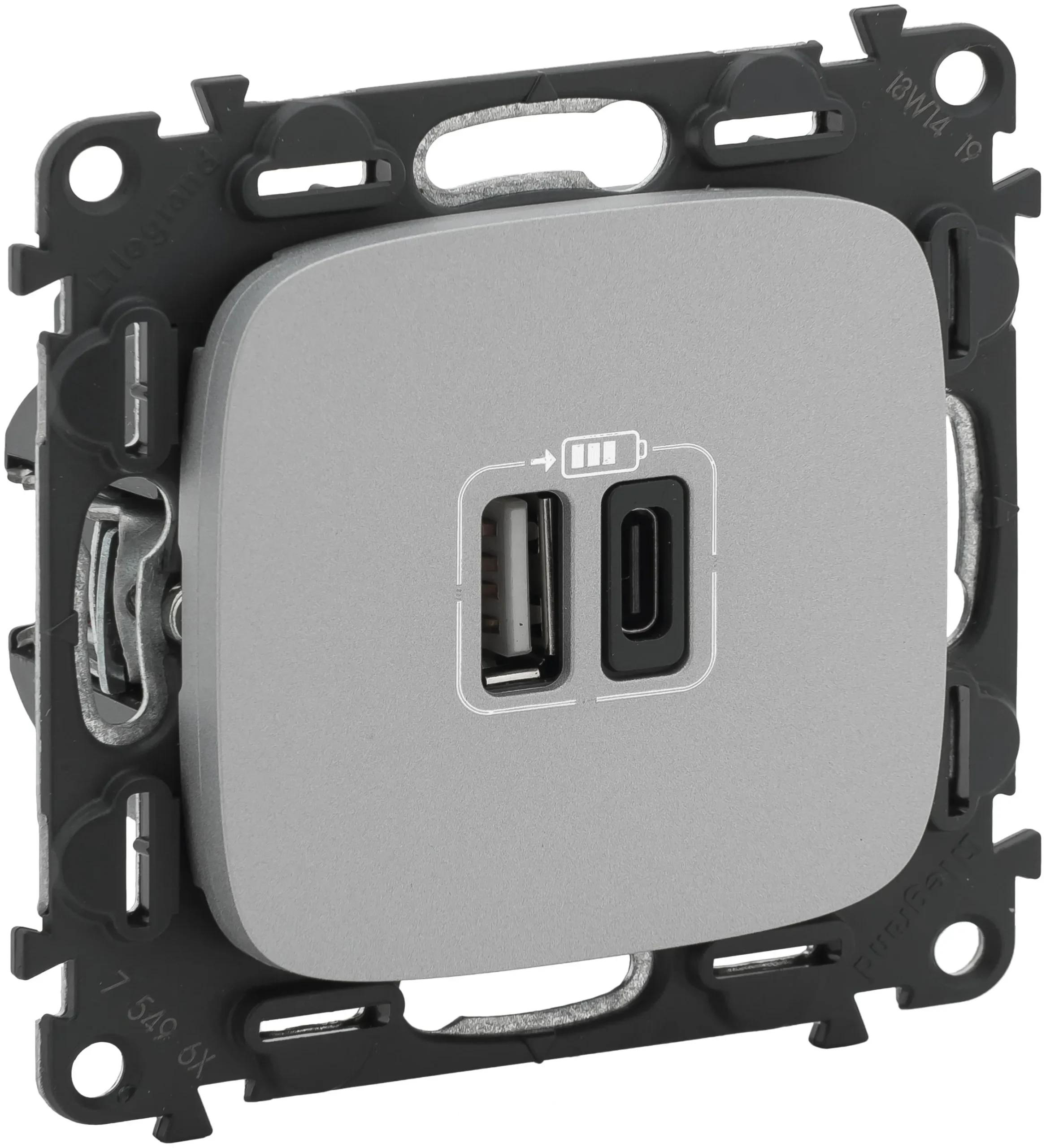 Legrand Legrand 754967 USB-A+C 2-fach Lade- steckdose 2M 3A Valena Allure Aluminium