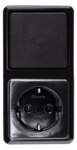 Kopp 108805000 STANDARD-Schalter/Stecker Kombination 1-fach Farbe:schwarz