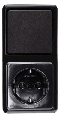 Kopp 108805000 STANDARD-Schalter/Stecker Kombination 1-fach Farbe:schwarz
