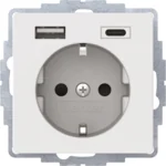 Berker Steckdose SCHUKO/USB polarweiß samt 48046089