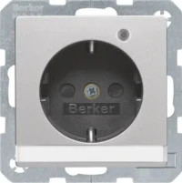Berker SCHUKO-Steckdose aluminium samt mit Kontroll-LED 41106084