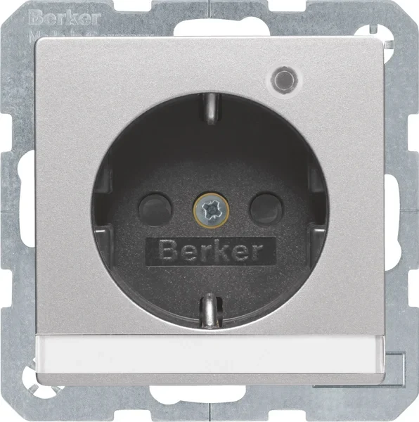 Berker SCHUKO-Steckdose aluminium samt mit Kontroll-LED 41106084