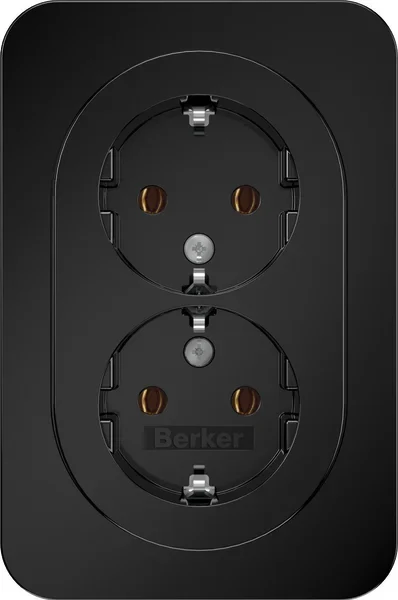 Berker Berker Doppelsteckdose SCHUKO R.1 schwarz glänzend 47742045