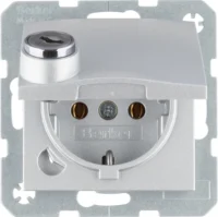 Berker SCHUKO-Steckdose alu/matt Steckklemme, Schloss 47631404
