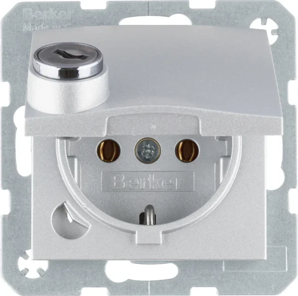 Berker Berker SCHUKO-Steckdose alu/matt Steckklemme, Schloss 47631404