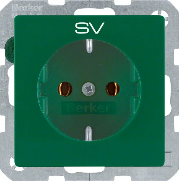 Berker SCHUKO-Steckdose mit Aufdruck grün 47436003