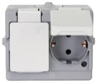 Kopp 130248006 Schutzkontakt-SteckdoseAP-FR 2-fach waag.2-polig16A 250V Std grau