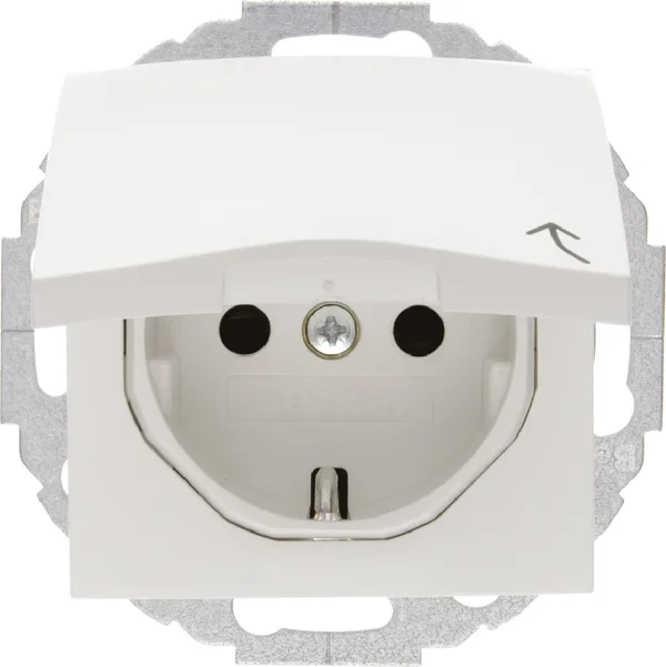 Berker Berker SCHUKO-Steckdose pws/gl mit Klappdeckel 47448989
