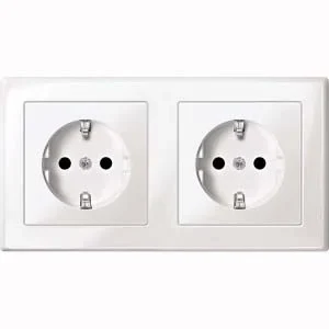 Merten Merten SCHUKO-Steckdose pws/gl Doppel MEG2328-1419