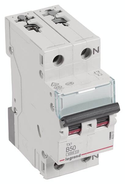 Legrand 403377 TX3 LS-Schalter B 50A 1-polig+N 6kA 230VAC 2TE