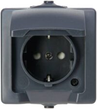 Kopp 107815006 NAUTIC 1-fach Schutzkontakt Steckdose mit Klappdeckel und erhöhtem