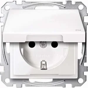 Merten Merten SCHUKO-Steckdose pws/gl mit Klappdeckel IP44 MEG2414-0319