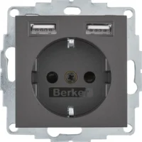 Berker Steckdose SCHUKO/USB B.3, anthrazit matt. 48031606