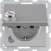 Berker SCHUKO-Steckdose alu/matt Schraub-Liftklemmen 41636084