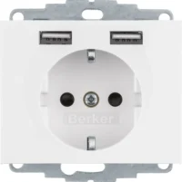 Berker Steckdose SCHUKO/USB K.x, polarweiß gl. 48037009