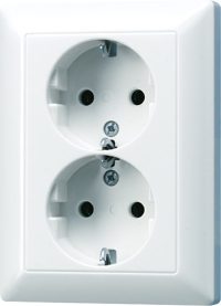 Jung SCHUKO-Zweifach-Steckdose 16A 250V alpinweiß AS 5022 NU WW