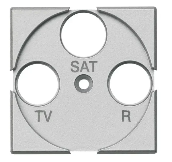 BTicino HC4207 Zentralplatte 3-Loch für Antennensteckdosen TV+R+SAT Aluminium