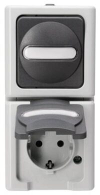 Bild vom Produkt: Kopp 130856009 Universalschalter AP-FR bel.senk.16A 250V IP44 Blueelectric grau