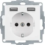 Berker Steckdose SCHUKO/USB S.1, polarweiß matt. 48031909