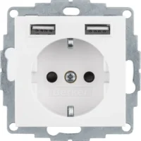 Berker Steckdose SCHUKO/USB S.1, polarweiß matt. 48031909