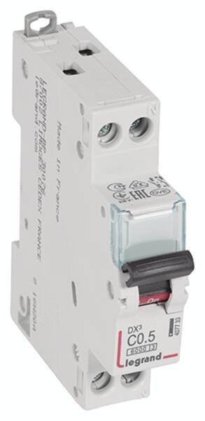 Legrand 407733 DX3 LS-Schalter C 0,5A 1-polig+N 6kA 230VAC 1TE
