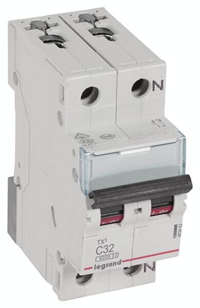 Legrand 403462 TX3 LS-Schalter C 32A 1-polig+N 6kA 230VAC 2TE