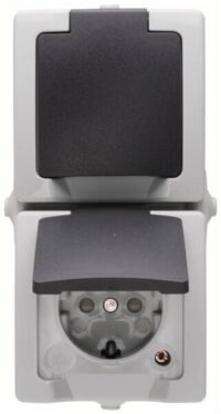 Kopp 136956008 Schutzkontakt 2-fach AP-FR senk.16A 250V IP44 Nautic grau