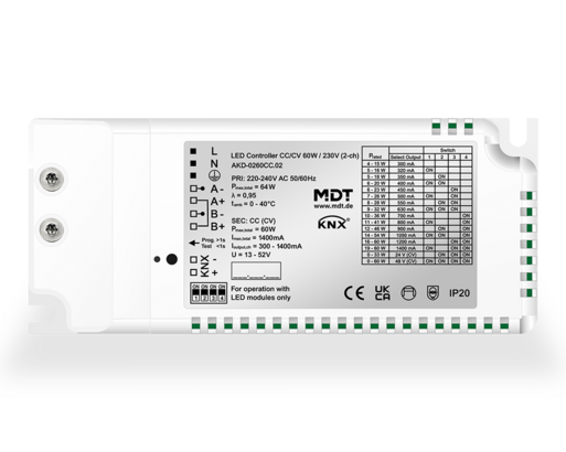 MDT Technologies LED Controller CC/CV Unterputz, 60W/230V 2- – Produktbild 1 (Hersteller)