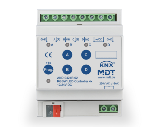 MDT Technologies LED Controller 4-Kanal 4/8A, RGBW, 4TE Reih – Produktbild 1 (Hersteller)
