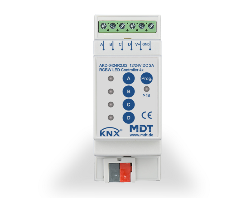 MDT Technologies LED Controller 4-Kanal 2/4A, RGBW, 2TE, Rei – Produktbild 1 (Hersteller)