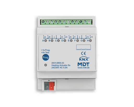 MDT Technologies Heizungsaktor AKH 8-fach, 4TE Reiheneinbaug – Produktbild 1 (Hersteller)
